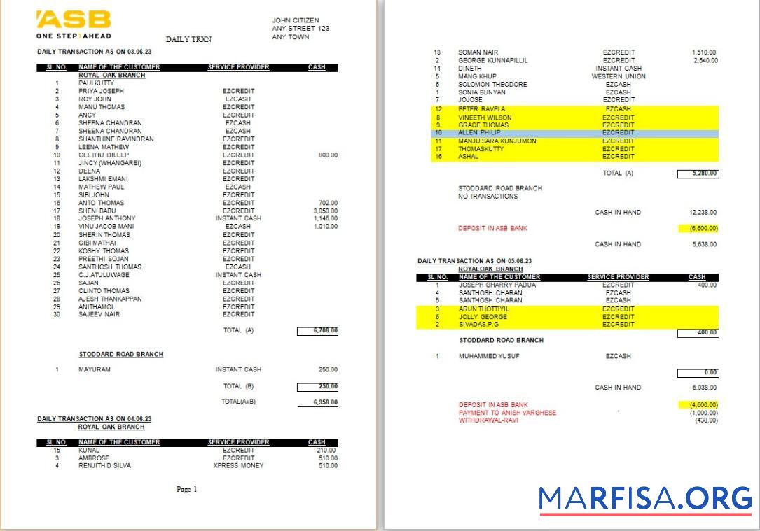 Realistic New Zealand ASB bank statement word 2 pages template
